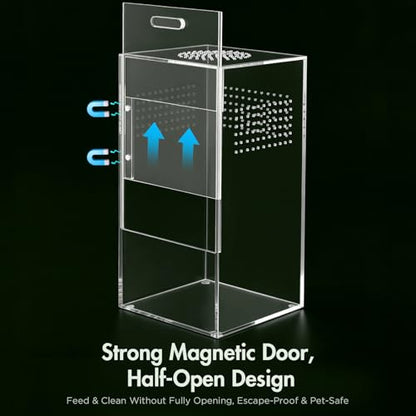 Pre-Assembled Jumping Spider Enclosure, All-Side Ventilation | 5"×5"×10" Escape-Proof Acrylic Habitat Terrarium with Magnetic Door for Jumping Spider, Tarantula, Praying Mantis, Snail - size: Large Vertical (5"×5"×10")