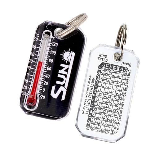 Sun Company Zip-o-gage - Zipper Pull Thermometer for Jacket, Parka, or Backpack | Mini Outdoor Keychain Thermometer - color: Black