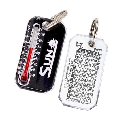 Sun Company Zip-o-gage - Zipper Pull Thermometer for Jacket, Parka, or Backpack | Mini Outdoor Keychain Thermometer - color: Black