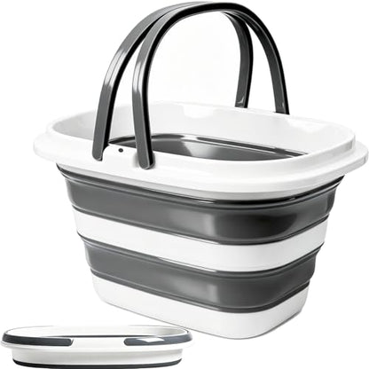 Collapsible Mop Bucket 4.2 Gallon(16 L) Silicone Foldable Cleaning Bucket | Heavy Duty Large Capacity Portable Bucket with Handle for Floor Cleaning, Laundry, Car Wash, Camping & Home Storage - size: Medium