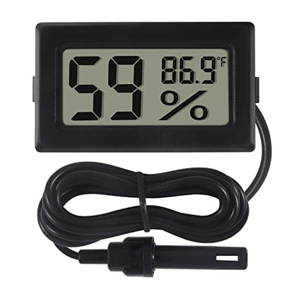 6-Pack Mini Digital Thermometer Hygrometer with Probe Indoor Temperature Humidity Meter Gauge LCD Fahrenheit Display Hygrometer Thermometer Gauge, Black - color: 6PCS Black