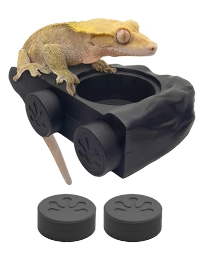 Pangea Silicone Gecko Feeding Ledge - Magnetic Mini Food Dish, Black | 4.125" x 2.625" x 1.18" - Fits 0.5oz Feeding Cups, Easy to Clean Silicone Build - 1.625" x 0.625" Size Cup Holder - color: Black