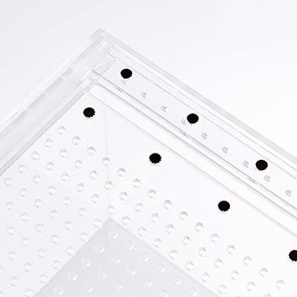 NANEEZOO Magnetic Enclosure for Spider, 12 x 8 x 6 Inch Reptile Breeding Box Terrarium Cage for Insect Tarantulas Amphibians Caterpillars Snail Clear Reptile Feeding Box
