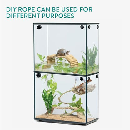 Navaris Bearded Dragon Habitat Essentials - Tank Accessories Set of 5 - Reptile Hammock Adjustable Wooden Ramp DIY Rope Plants - Ideal for Lizard & Gecko Tank