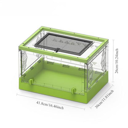 Large Portable Reptile Tank with Multi-Observation Perspective Foldable and Bottom Pulley, Ideal Habitat for Gecko, Frog, Spider and so on (Green Extra Large) | Multi-Observation Perspective, Foldable, Bottom Pulley, Ideal for Gecko, Frog, Spider - color: