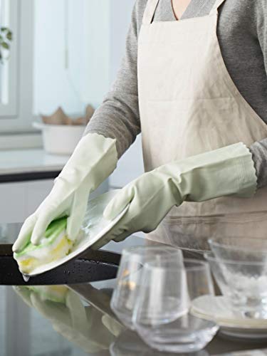 LANON wahoo Cleaning Gloves with Cotton Flocked Liner,Canary Green,Small | Skin-Friendly,Dish Washing,Reusable,Latex Free,DEHP-Free,Non-Slip,Dishwashing Household Kitchen Gloves - color: Canary Green, size: Small (Pack of 1)
