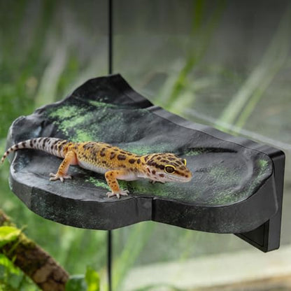 Magnetic Reptile Ledge, Reptile Climbing Decor with Strong Magnet, Large Rock Rest for Geckos, Tree Frogs, Green.