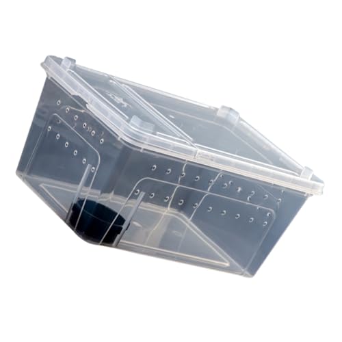 NOLITOY Transparent Reptile Feeding Box Set Durable Breeding Container for Snakes Lizards and Pets Easy to Clean with Breathable for Transport and Habitat Use