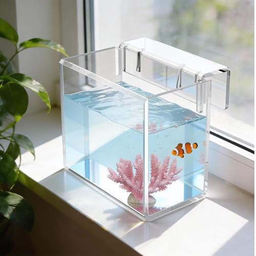 Hatchery Incubator Tank for Fish & Corals, Drip Acclimation Container | Hanging Acclimation Breeding Box for Saltwater & Freshwater Aquariums, for Small Fish Shrimp Turtles & Betta, Aquarium Decor
