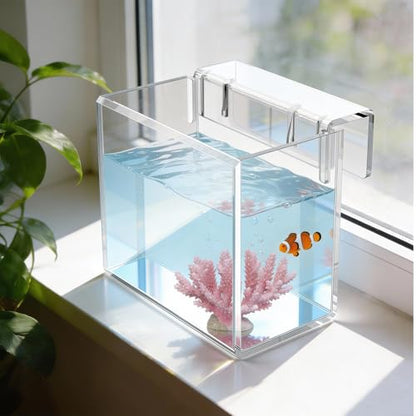 Hatchery Incubator Tank for Fish & Corals, Drip Acclimation Container | Hanging Acclimation Breeding Box for Saltwater & Freshwater Aquariums, for Small Fish Shrimp Turtles & Betta, Aquarium Decor