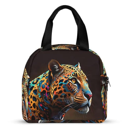 Glittery Leopard Lunch Bag for Women Men | Insulated Lunch Box Leakproof Food Meal Containers Reusable Foldable 6L Capacity Lunch Tote Bags for Work Picnic Travel - color: style-18