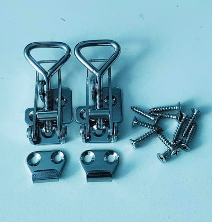 Adjustable Latch Buckle Cabinet Boxes Lever Handle Toggle Catch Latch Lock,Silver,Adjustable Range:75-95mm,2 Pcs - size: 1S,Range:75-95mm