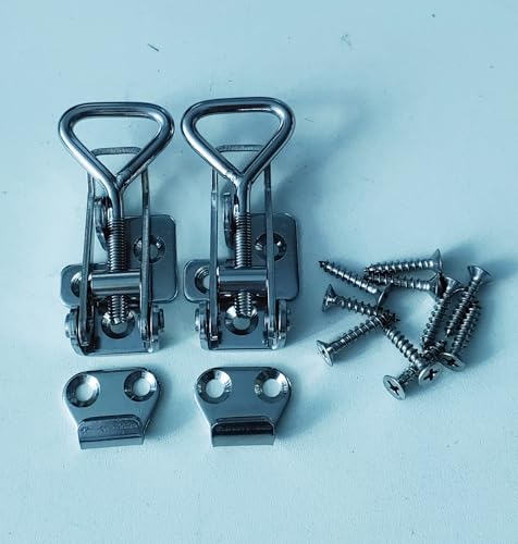 Adjustable Latch Buckle Cabinet Boxes Lever Handle Toggle Catch Latch Lock,Silver,Adjustable Range:97-123mm,2 Pcs - size: 2S,Range:97-123mm