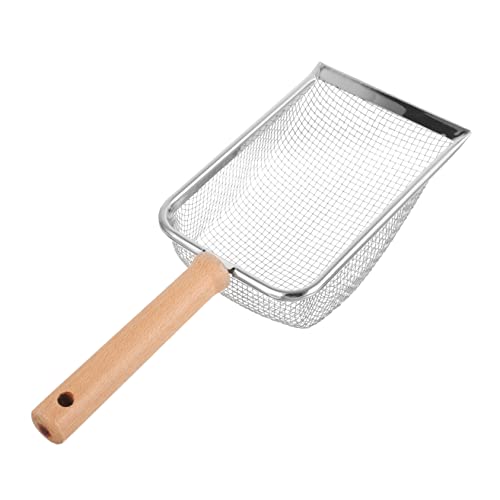 Metal Cat Litter Scoop Wooden Handle for Easy Cleaning of Reptile Waste for Tortoises Lizards and Pets Construction