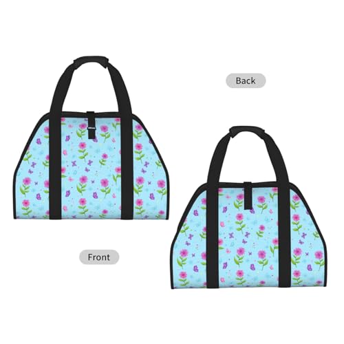 AMRANDOM Butterfly Lake Blue Firewood Carrier Bag Log Carrier Large Capacity Wood Tote for Easy Storage - color: Color1021