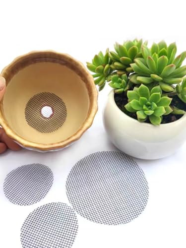 Sylken 200 Pack Flower Pot Hole Mesh Pad, 4" Rounds Drainage Hole Mesh Pad - Ultimate Gardening Solution Preventing Soil Loss, Anti-Slip, Bonsai Bottom Grid Mat Gifts for Women Gardeners! - size: 4"