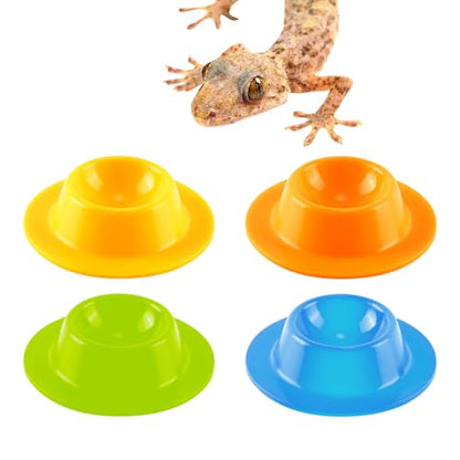 4PCS Gecko Lizard Food Bowls, Small Reptile Food Water Dish Bowl, Silicone Feeding Dish Habitat Accessories for Hermit Crab Bearded Dragon Snake Frog - color: 4PCS Colorful