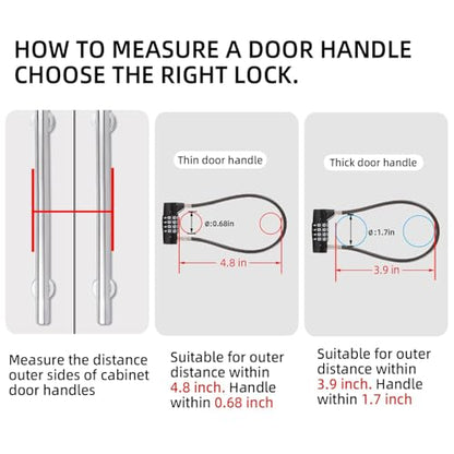 Combination Lock Cable Lock with 4 Digits Cabinet Lock 5.5" Twist Length 5.5" Durable Cable Ideal for lockers, Gym, Fence, Toolbox, case, hasp Storage and Outdoor (11" Cable Length) - size: 5.5" Black