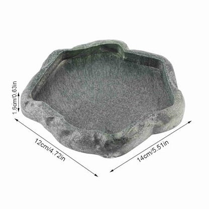Reptile Water Dish, Resin Rock Snake Water Bowl, Dark Green Firm Reptile Water Bowl, Large Tortoise Feeding Bowl for Tortoise Lizard Pets Feeding Accessories, 5.51x4.72x0.63in (S) - size: S
