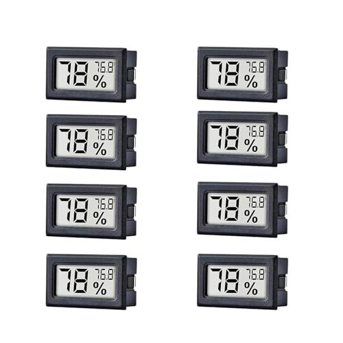 8 Pack Mini Indoor Temperature Humidity Meter Gauge Thermometer Hygrometer | LCD Display Fahrenheit (℉) for Humidors Greenhouse Garden Cellar Jars Closet