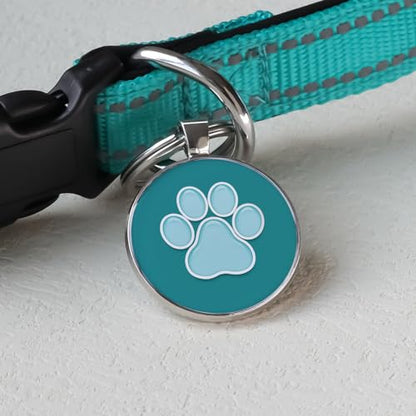 MYLUCKYTAG QR Code Pet ID | Personalized Dog & Cat Collar Tag | Online Profile with Instant Scanned Location Alert Email - style: Blue Paw