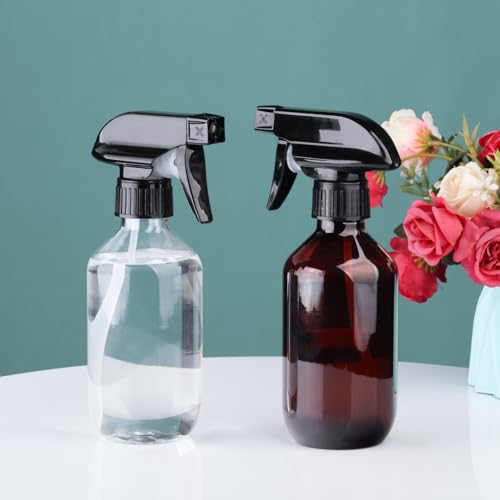 Spray Bottles 2Pack 10oz Fine Mist Empty Squirt Bottle for Cleaning | Refillable Plastic Water Spray Bottle with Adjustable Nozzle BPA Free Small Spray Bottle for Hair Plants Pet Training - color: 2Clear