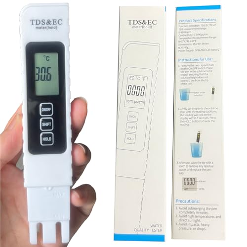 2025 New Digital Water Quality Tester, 4-in-1 TDS EC Temperature (°C/°F) Meter, 0-9990ppm Range, for Drinking Water, Aquariums, RO/DI Systems Battery Included