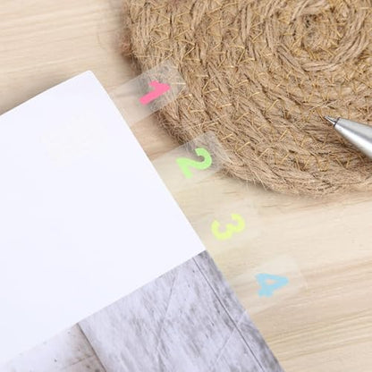 Clear PET Label Stickers, Pull-Out Transparent Waterproof Writable Stickers with 10 Numbers for Organization (Colorful Ten Digits)