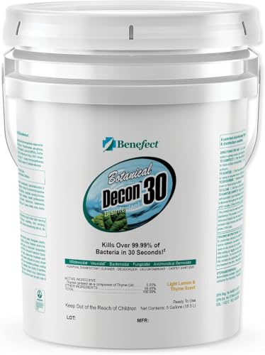 Benefect Botanical Decon 30 Disinfectant Cleaner, Light Lemon & Thyme Scent, 5 Gallon Pail - size: 640 Fl Oz (Pack of 1)