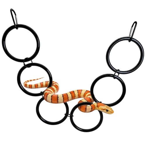 Snake Climbing Chain Toys Ball Python Climbing Toys Corn Snake Enrichment Toy Reptile Tank Decor Accessories for Garter Snakes Gecko Lizard Iguana Chameleon (6 Rings) - size: 6 laps
