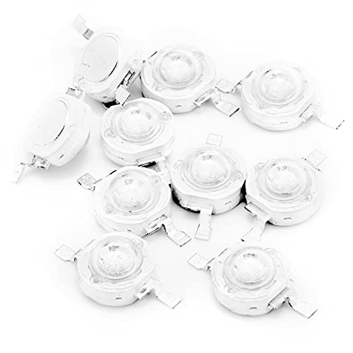 CHANZON 10 pcs High Power Led Chip 3W Royal Blue Plant Grow Light | (450nm / 400mA - 500mA / DC 3V - 3.4V / 3 Watt) SMD COB Emitter Diode Components for DIY Hydroponic Aquarium Growing Lamp - color: N) Royal Blue (440nm)