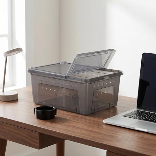 VICASKY Plastic Reptile Carrier Box with Efficient Ventilation System and Safe Construction, for Gecko and Lizard Housing, Portable Snake and Spider Habitat Enclosure,
