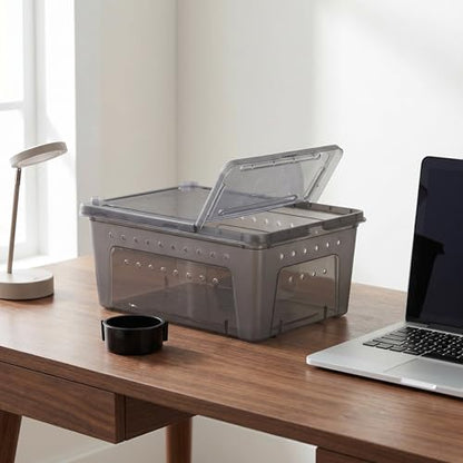 VICASKY Plastic Reptile Carrier Box with Efficient Ventilation System and Safe Construction, for Gecko and Lizard Housing, Portable Snake and Spider Habitat Enclosure,