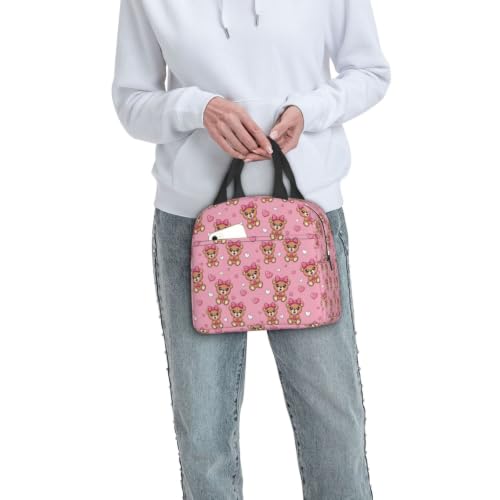 Unisex Bear Bow Print Insulated Cooler Lunch Bag | Cute Bear Bow Pink, Waterproof Leakproof Lunch Tote, Multi-Use Portable Cooler for Outdoor Scenarios - color: Pattern (849)