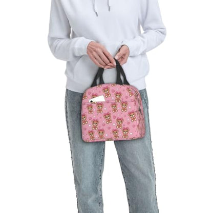 Unisex Bear Bow Print Insulated Cooler Lunch Bag | Cute Bear Bow Pink, Waterproof Leakproof Lunch Tote, Multi-Use Portable Cooler for Outdoor Scenarios - color: Pattern (849)