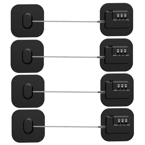 Refrigerator Lock, Combination Lock for Refrigerator Cabinets, Drawers | Heavy Duty Fridge Lock, No Keys Needed (Black-4Pack ) - color: Black-4Pack