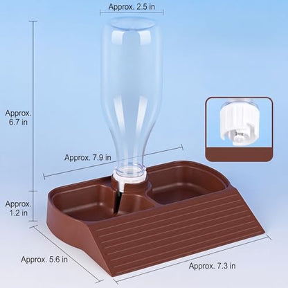 Automatic Reptile Water Feeder Automatic Water Dispenser with Ramp 2-in-1 Turtle Water Bowl Food Dish for Tortoise, Gecko, Snake, Bearded Dragon, Lizard (Brown Red) - color: Brown Red