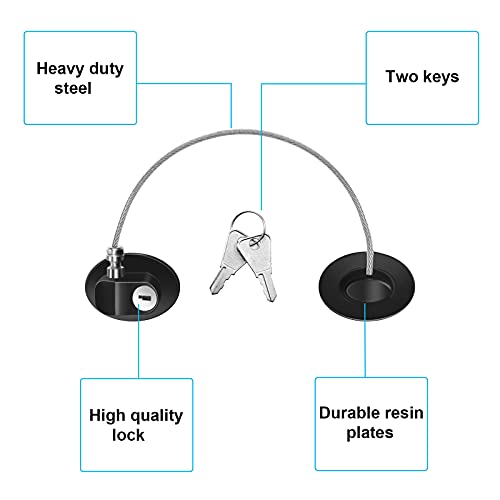 Hotop 4 Pack Cabinet Locks with Keys Refrigerator Fridge Locks Replacement with Steel Wire Self Adhesive Child and Baby Proofing Safety for File Drawers Deep Freezer Doors Latch(Black) - color: Black