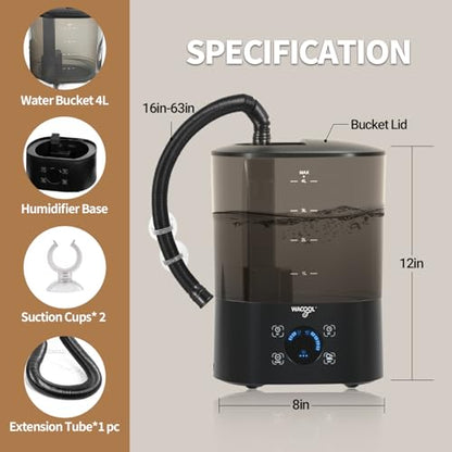 WACOOL Reptile Fogger Mister 4L No-Leak Top-Fill Water Humidifier - Digital Timer Terrarium Fogger with Adjustable Fog Volume and Silent Operation for Snake/Gecko/Gecko Tanks - size: Single Hose