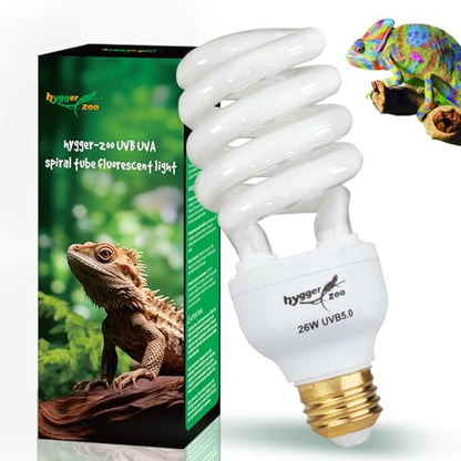 UVB Bulb for Reptiles, 5.0 26W UVB Light for Reptiles, Hygger zoo UVA UVB Reptile Light Bulb Reptile UVB Bulb UVB Light for Hermit Crab Snake Chameleon Reptile Lamp Terrarium Lamp for Tropical Reptile - size: 5.0-6.1 Inch