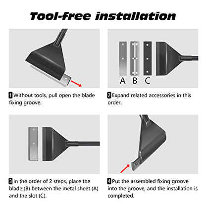 YOFOTHS Algae Scraper for Glass Aquariums, 25.6inch | Fish Tank Cleaner Tool, 10 Blades, Aluminum Alloy, Long Handle, Tool-less Installation