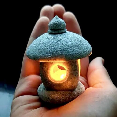 Japanese Pagoda LED Lamp Statue Figurine, LED Lantern Pagoda Statue Figurines for Home Table Decor - Style A - style: Style A