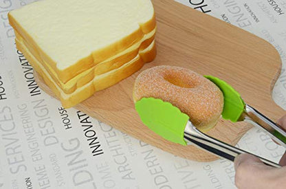 HINMAY 7" Mini Tongs with Silicone Tips, Set of 3 (Green) | 7 Inches Silicone Cooking Tongs - color: Green