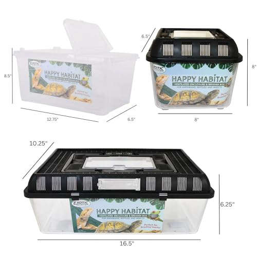 Happy Habitat (Standard) - Ventilated Enclosure & Breeder Box - for Live Feeder Insects, Reptiles, Amphibians & Other Small Pets - Durable Plastic Portable Terrarium - size: Standard