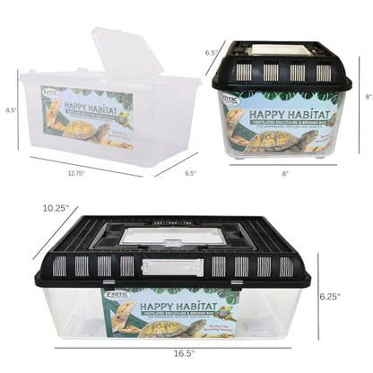 Happy Habitat (Standard) - Ventilated Enclosure & Breeder Box - for Live Feeder Insects, Reptiles, Amphibians & Other Small Pets - Durable Plastic Portable Terrarium - size: Standard