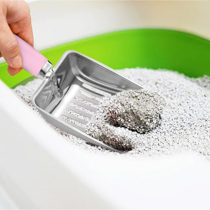 Cat Litter Scoop - Stainless Steel Metal Cat Litter Scoop-Sturdy Mesh Scooper - Mesh Shovel-Easy to Clean - Suitable for Cat Litter Box -Pink - color: Pink, size: M