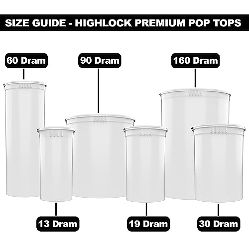 90 Dram CR Plastic Packaging Pop Top Containers - Child Resistant Travel Holder Vial Bottles - 60 qty (White) - color: White