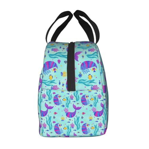 Adult Mermaid Glitter Print Insulated Cooler Tote Bag | Mermaid Glitter Art, Water-Resistant Foam Thermal Bag, Multi-Pocket Organizer for Work & Travel - color: Pattern (867)