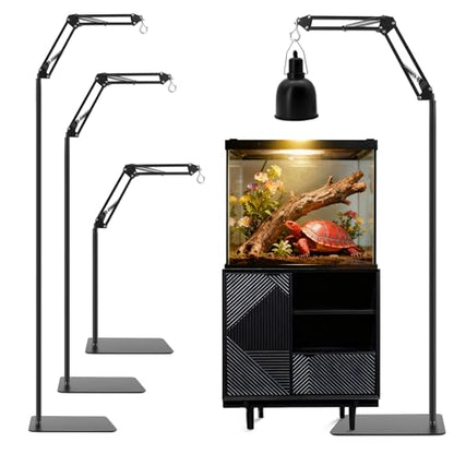 RTNLIT Reptile Lamp Stand - 15.7" to 65.9" Adjustable Height | 360° Swing Arm, Metal Bracket Floor Heat Light Holder, For Bearded Dragon Lizards Turtles Snake and Chicks - size: 16-inch to 66-inch