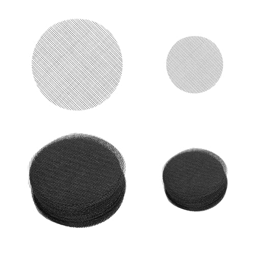 Quacc 100 PCS Flower Pot Hole Mesh Pad, 2/4 Inch Round Plant Pot Drainage Mat, Plant Potting Bonsai Bottom Grid Mat to Prevent Soil Loss (Black)
